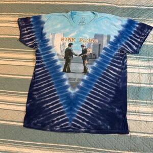 VTG 2003 Pink Floyd Tie Dye Wish You Were Here T Shirt Band Sz L Blue Y2K